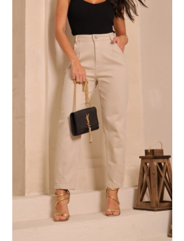 Calça Mom Cropped Color Com Pregas Atacado Feminina Revanche Baturité Areia