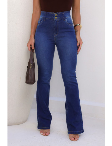 Calça Jeans Flare Cós Largo Atacado Feminino Revanche Clonmel Azul