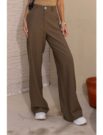 Calça Wide Alfaiataria Bolso Faca Atacado Feminina Revanche Hipona Verde Musgo