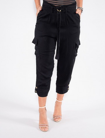 Calça Cargo Atacado Feminina Revanche Maycee Preto Frente