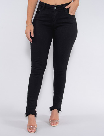 Calça Color Atacado Cigarrete Feminina Revanche Leona Preto Frente