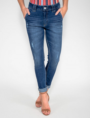 Calça Jeans Atacado Cigarrete Bolso Faca Feminina Revanche Papua Frente