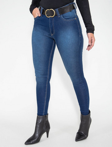 Calça Jeans Atacado Cigarrete Com Cinto Feminino Revanche Jamena Frente