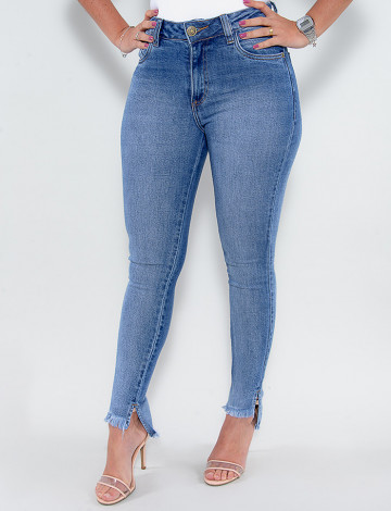 Calça Jeans Atacado Cigarrete Feminina Revanche Adalene Azul Frente