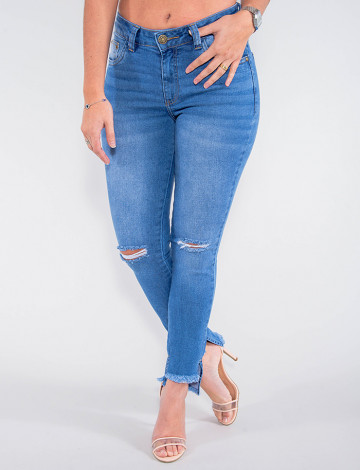 Calça Jeans Atacado Cigarrete Feminina Revanche Angola Azul Frente