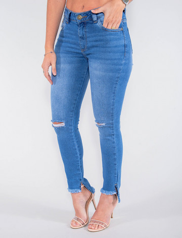 Calça Jeans Atacado Cigarrete Feminina Revanche Angola Azul Frente