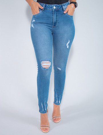 Calça Jeans Atacado Cigarrete Feminina Revanche Arcene Azul Frente