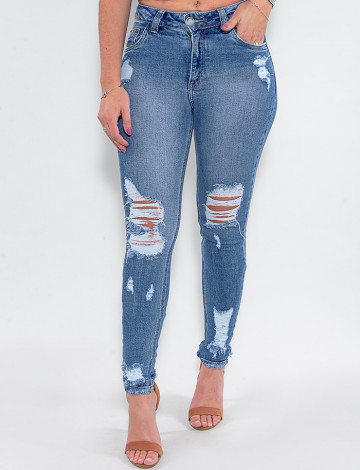 Calça Jeans Atacado Cigarrete Feminina Revanche Bernadine Azul Frente