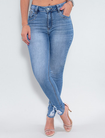 Calça Jeans Atacado Cigarrete Feminina Revanche Brunella Azul Frente