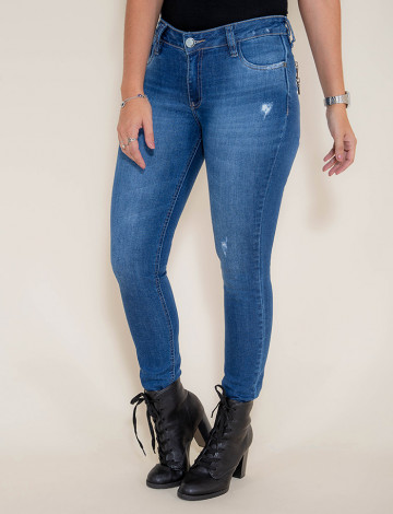 Calça Jeans Atacado Cigarrete Feminina Revanche Bucareste Azul Frente