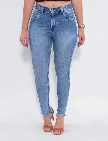 Calça Jeans Atacado Cigarrete Feminina Revanche Cherell Azul Frente