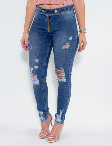 Calça Jeans Atacado Cigarrete Feminina Revanche Clarette Azul Frente