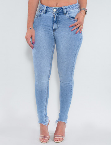 Calça Jeans Atacado Cigarrete Feminina Revanche Demeka Azul Frente