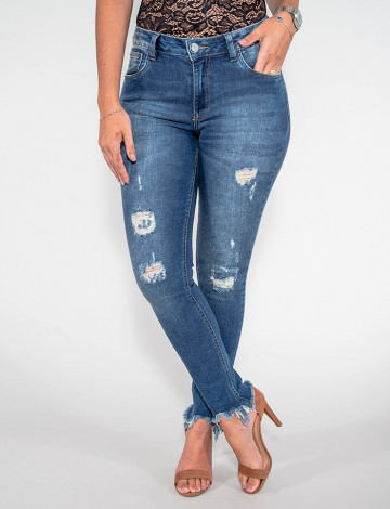 Calça Jeans Atacado Cigarrete Feminina Revanche Duchambé Azul Palito Frente