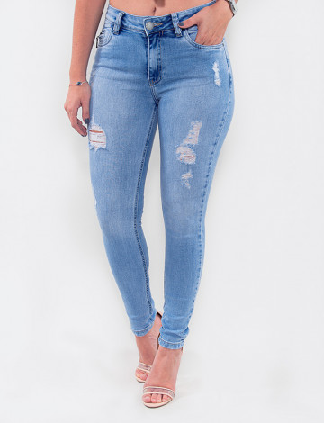 Calça Jeans Atacado Cigarrete Feminina Revanche Eritreia Azul Frente