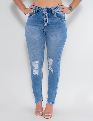 Calça Jeans Atacado Cigarrete Feminina Revanche Estella Azul Frente