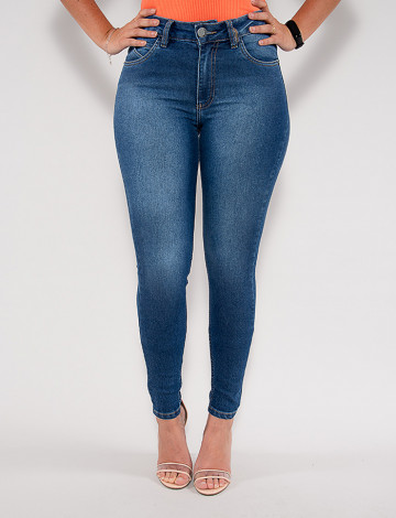 Calça Jeans Atacado Cigarrete Feminina Revanche Faun Azul Frente