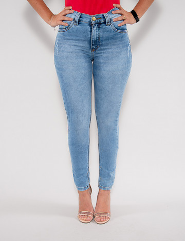 Calça Jeans Atacado Cigarrete Feminina Revanche Floretta Azul Frente