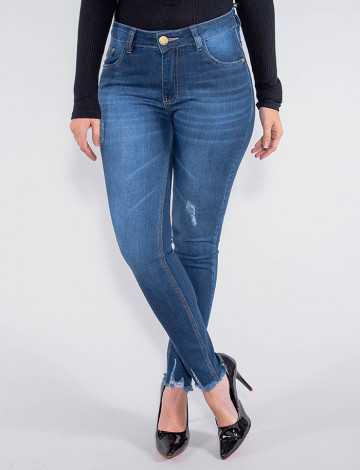 Calça Jeans Atacado Cigarrete Feminina Revanche Maláui Azul Frente