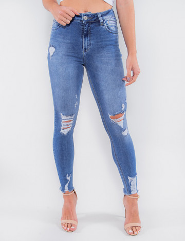 Calça Jeans Atacado Cigarrete Feminina Revanche Maputo Azul Frente