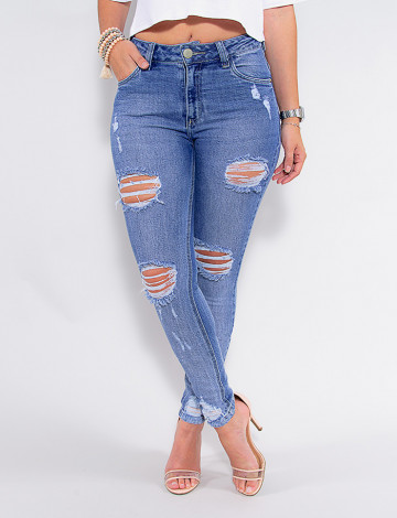 Calça Jeans Atacado Cigarrete Feminina Revanche Mogadíscio Azul Frente