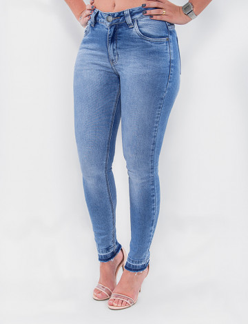 Calça Jeans Atacado Cigarrete Feminina Revanche Somália Azul Frente