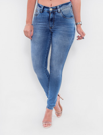 Calça Jeans Atacado Cigarrete Feminina Revanche Tajiquistão Azul Frente