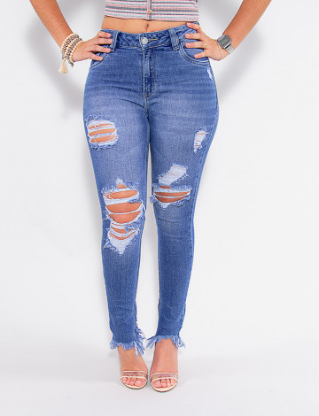 Calça Jeans Atacado Cigarrete Feminina Revanche Valeri Azul Frente