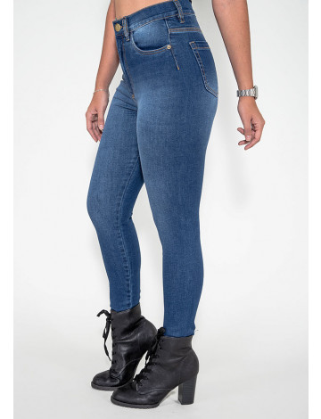 Calça Jeans Atacado Cigarrete Modeladora Feminina Revanche Praia 2 Azul Lateral