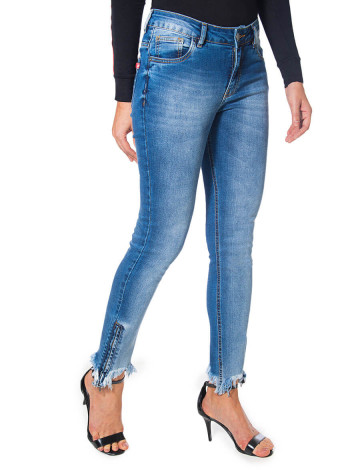 Calça jeans feminina com ziper sales na perna
