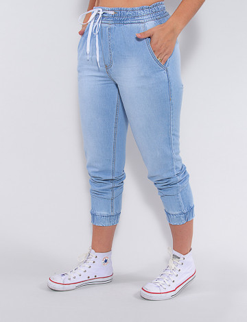 calça jeans elastico cintura feminina