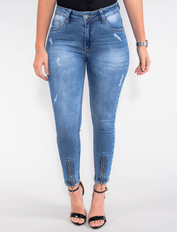 Calça Jeans Atacado Cropped Feminina Revanche China Azul Frente