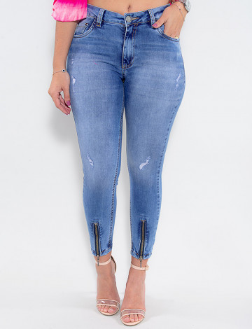 Calça Jeans Atacado Cropped Feminina Revanche São Salvador Azul Frente