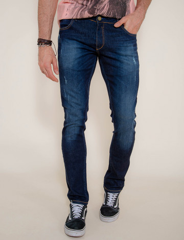 Calça Jeans Atacado Escura com Ziper no Bolso Masculino Revanche Santiago Frente