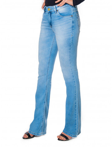 Calça Jeans Atacado Flare Bolso Diferente Feminina Revanche Táranto Azul Frente