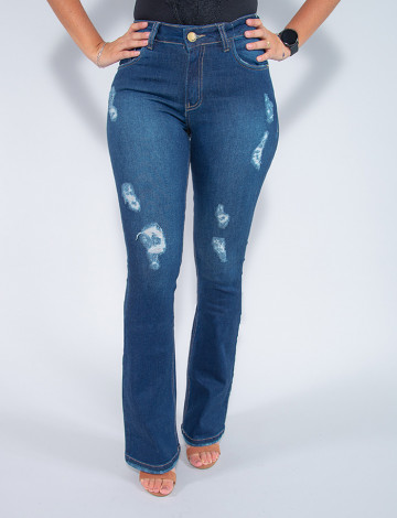 Calça Jeans Atacado Flare Feminina Revanche Bibiane Azul Frente
