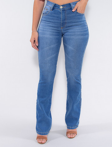 Calça Jeans Atacado Flare Feminina Revanche Fanchone Azul Frente