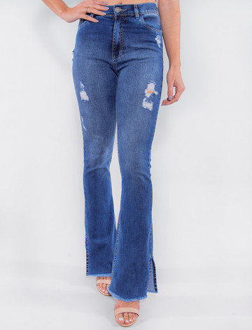 Calça Jeans Atacado Flare Feminina Revanche Granadinas Azul Frente