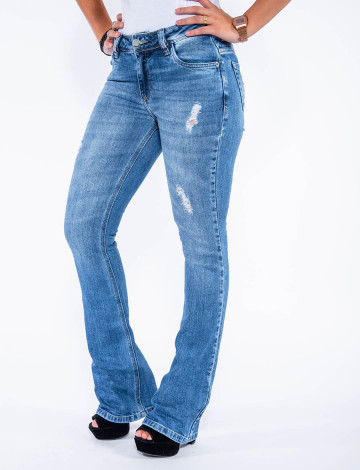 Calça Jeans Atacado Flare Feminina Revanche Los Angeles Azul Frente
