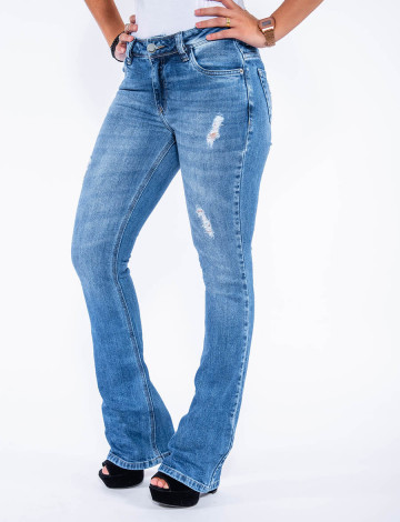 Calça Jeans Atacado Flare Feminina Revanche Los Angeles Azul Frente
