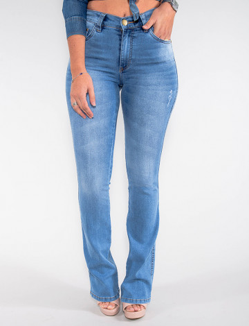 Calça Jeans Atacado Flare Feminina Revanche México Azul Frente