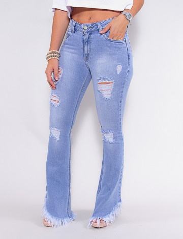 Calça Jeans Atacado Flare Feminina Revanche Virginie Azul Frente