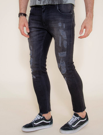 Calça Jeans Atacado Super Skinny Black Masculina Revanche Bandar Frente