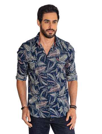 Camisa jeans floral masculina clearance