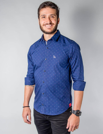 Camisa Atacado Micro Estampas Manga Longa Cadarço na Vista Masculino Revanche Pescara Frente