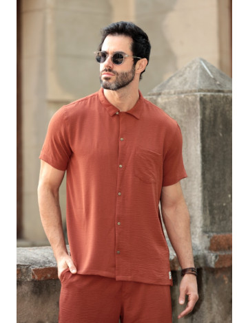 Camisa Básica Cuban Atacado Masculino Revanche Crateús Marrom