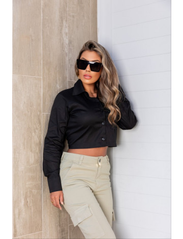 Camisa Cropped Atacado Feminina Revanche Ralvania Preto
