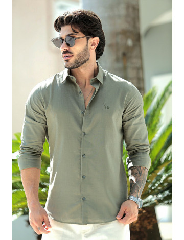 Camisa linho store masculina manga longa