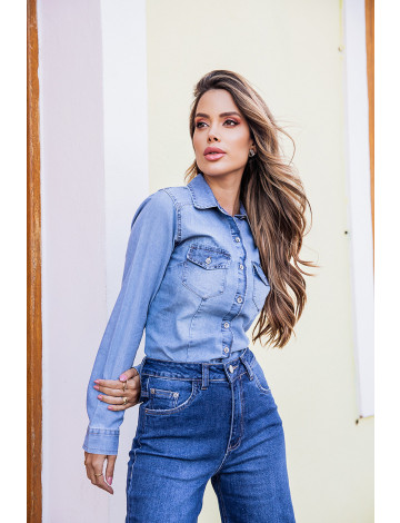 Camisa jeans revanche feminina 2025