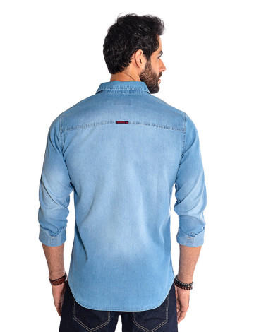 Camisa jeans sale sem manga